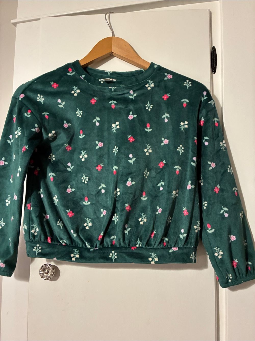 Cat Jack Dark Green Floral Crewneck Sweater